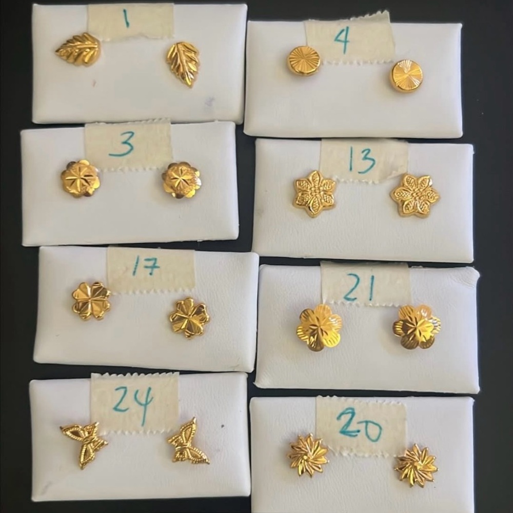 18k solid gold screw earrings